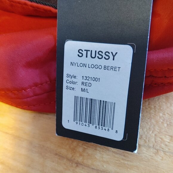 NWT Women's Stussy Red Nylon Logo Beret - Picture 6 of 11